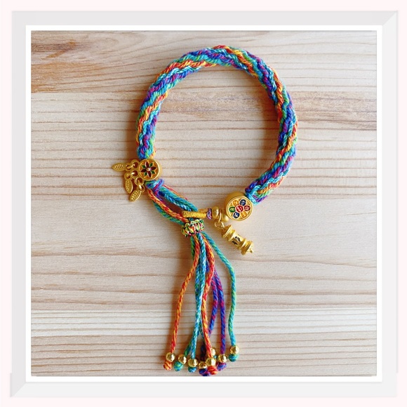 Handmade Tibetan Colorful Reincarnation Braided Knot String Bracelet - Picture 2 of 7